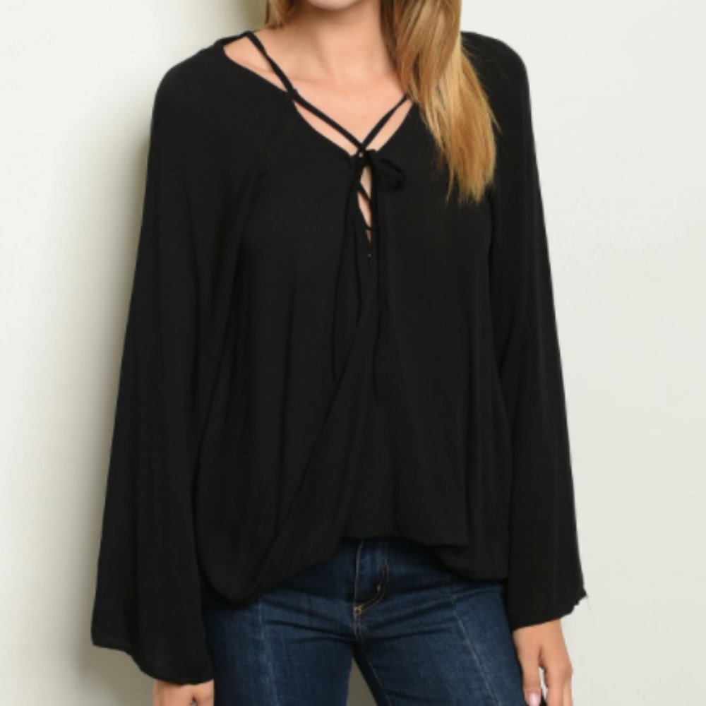 Black Drape Tunic Blouse